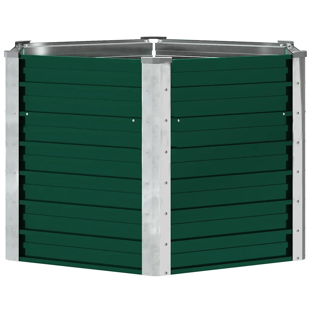 Fioriere | Cassetta per fiori | Letto Rialzato Giardino in Acciaio Zincato 129x129x77 cm Verde