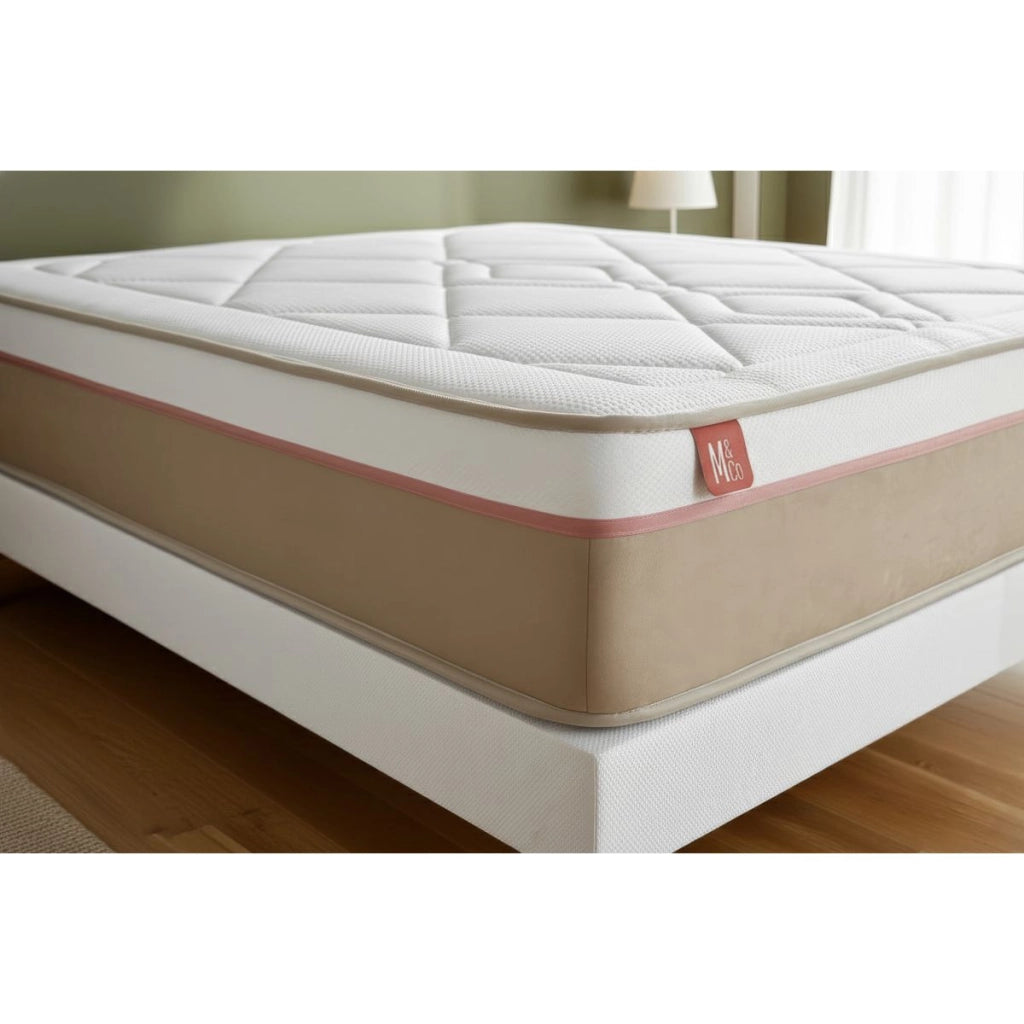 Pacchetto letto completo - Materasso 160x200cm + Box spring con doghe (kit) + 2 cuscini + Piumino - Le Soyeux