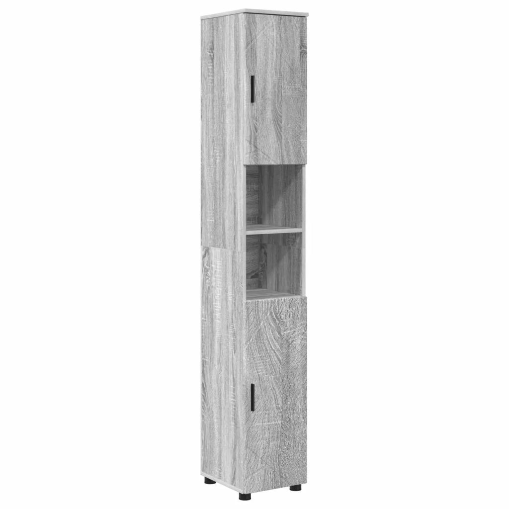 Set di mobili per il bagno con porta 4 pcs Grigio Sonoma 3393009