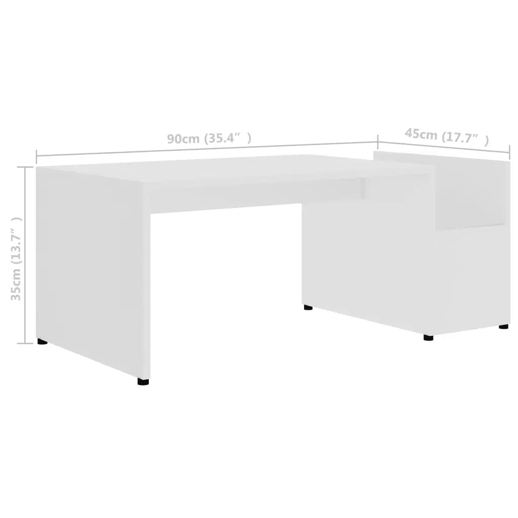 Tavolino da salotto | Tavolino da caff¨¨ | Tavolino da Soggiorno Bianco 90x45x35 cm in Legno Multistrato