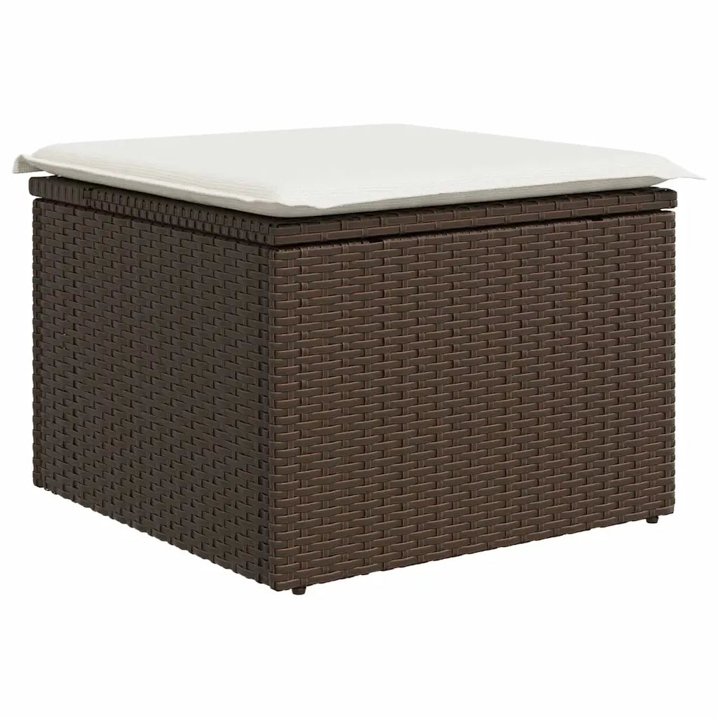 Set Divano da Giardino 6 pcs Marrone e bianco Poly Rattan