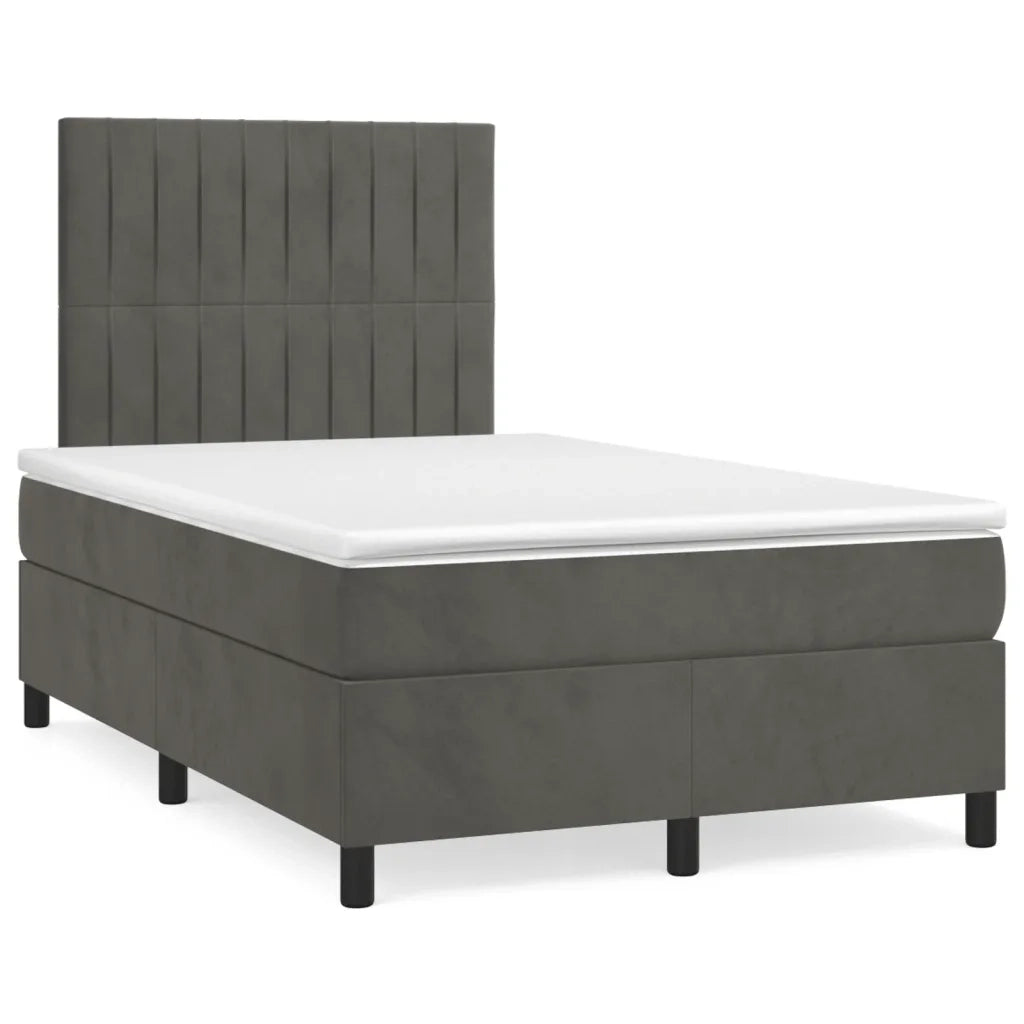 Giroletto a Molle con Materasso Grigio Scuro 120x190 cm Velluto 3270008