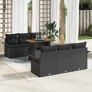 Set Divano da Giardino con archiviazione 7 pcs Nero Poly Rattan