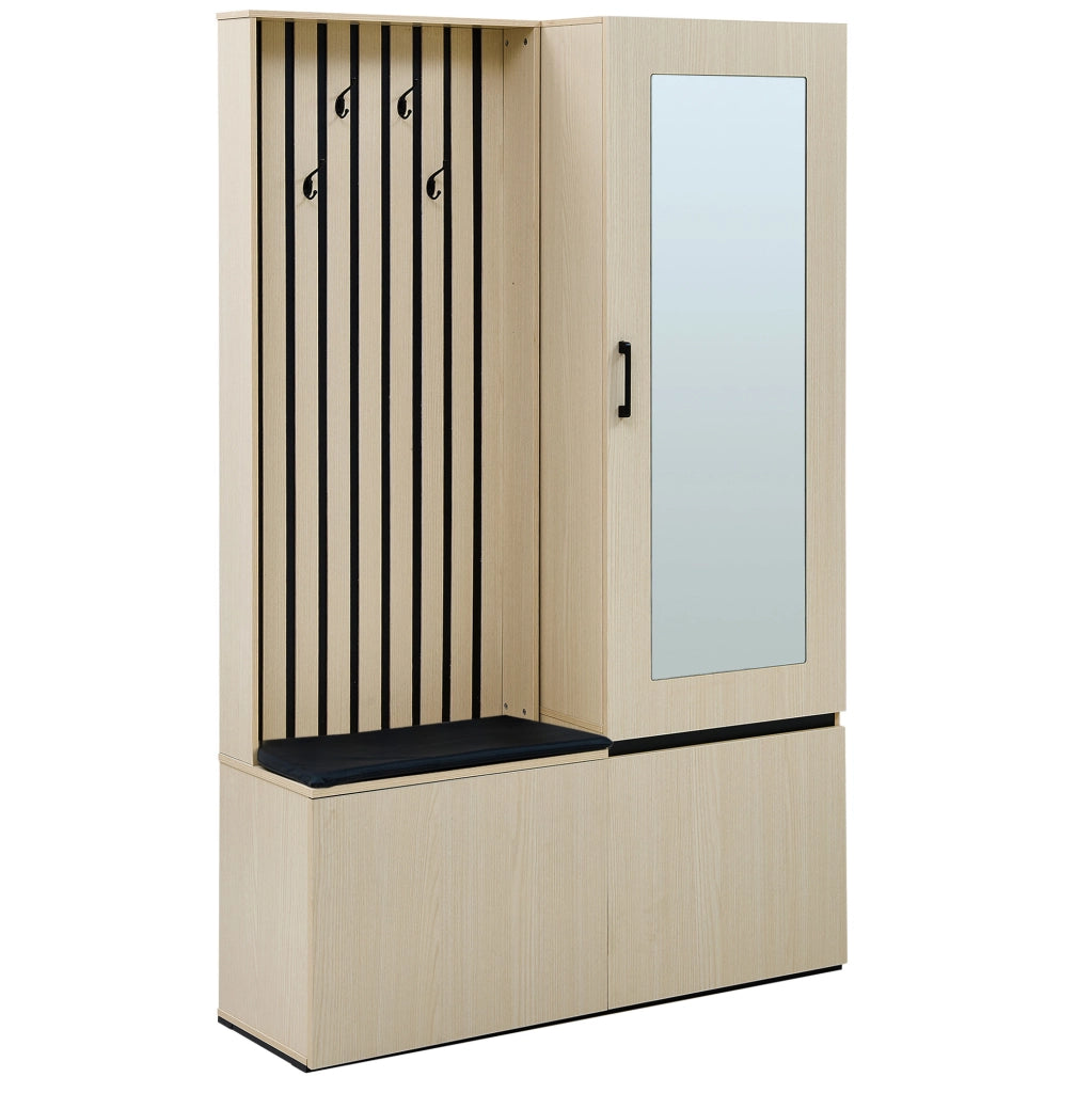 Set guardaroba con specchio e panca in MDF effetto legno