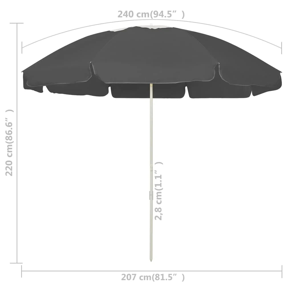 Ombrellone da spiaggia 240 cm antracite 02_0008374