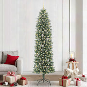 Albero di Natale Artificiale Sottile Verde e Bianco 240 cm 3395321