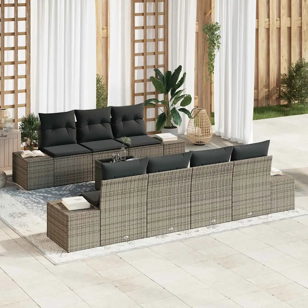 Set Divano da Giardino con cuscino 8 pcs Grigio polyrattan 3355638