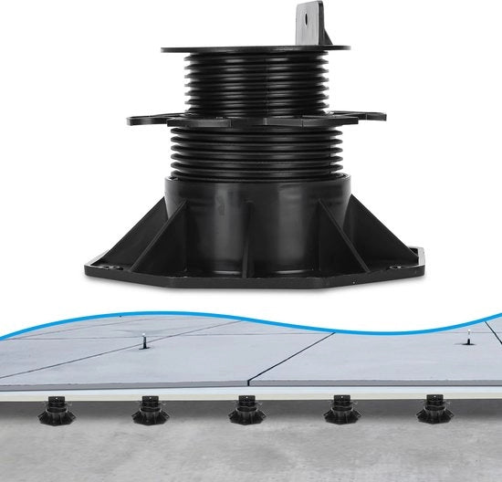 Verstelabili per uso esterno 20x - Sostegno per pavimento in altezza regolabile - 60-140 mm - Sostegno per vilonde - Adatto per pavimenti in WPC, pietra, rete metallica
