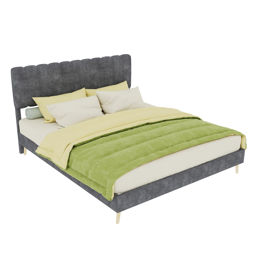 letto imbottito tessuto metallo grigio 160 x 200 cm