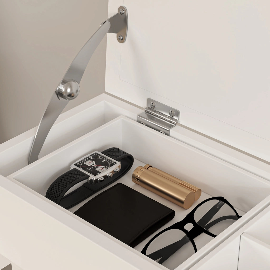 Appendiabiti portatile bianco con organizer e cassetto in MDF e legno massello