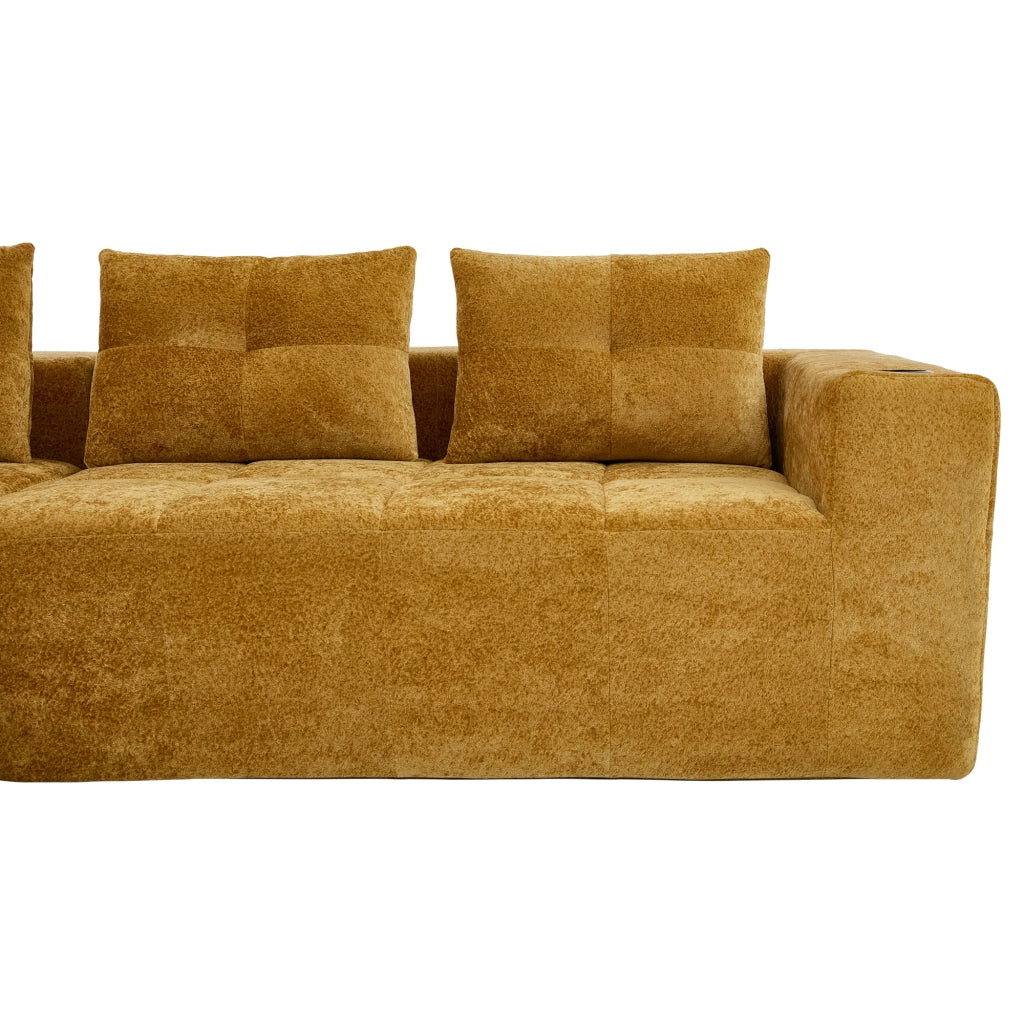 Divano Angolare 3 Posti con Cuscini ¨C MINIMAL ¨C 258 cm, Tessuto