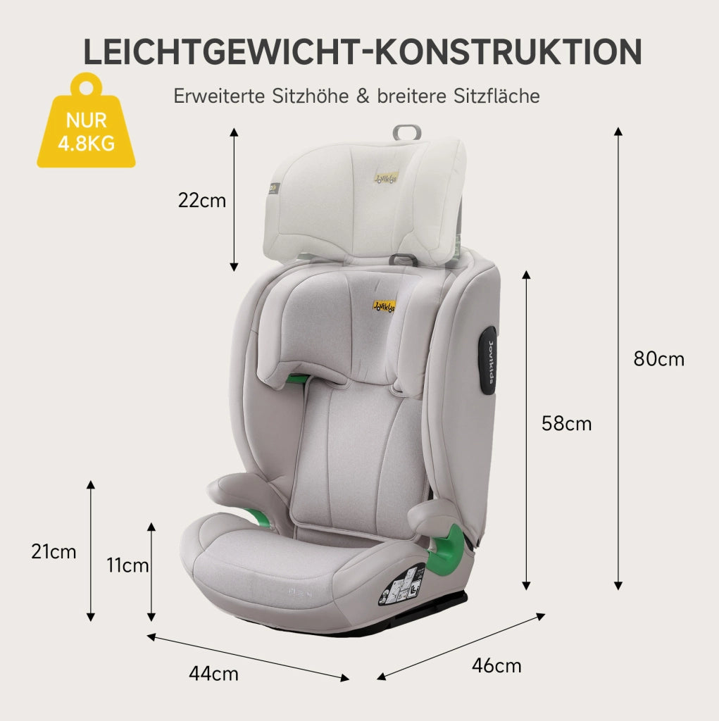 Seggiolino auto i-Size R129 beige 100-150 cm con schienale e ISOFIX