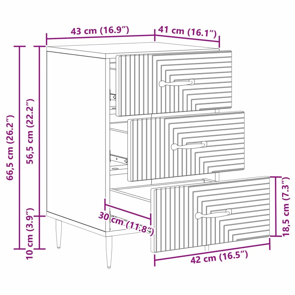 Armadio da Notte Legno antico 43 x 41 x 66,5 cm 894793