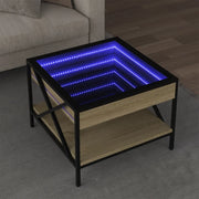 Tavolino da Salotto con LED Infinity-Tavolino da soggiorno Rovere Sonoma 50x50x38 cm