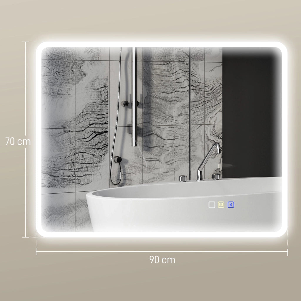 Specchio da Bagno LED con Memoria e Antiappannante ¨C Minimal ¨C Argento 70x90 cm
