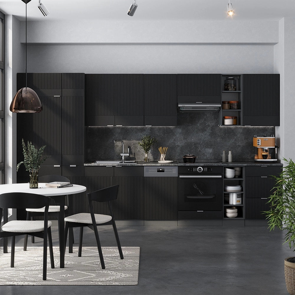 Cucina componibile Fame-Line Nero rigato/Antracite 355 cm, PL Antracite Vicco