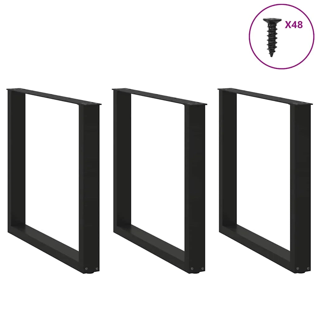 Set di 3 gambe regolabili a forma di U per tavolo da pranzo 90 x 72 cm design moderno acciaio nero 02_0057448