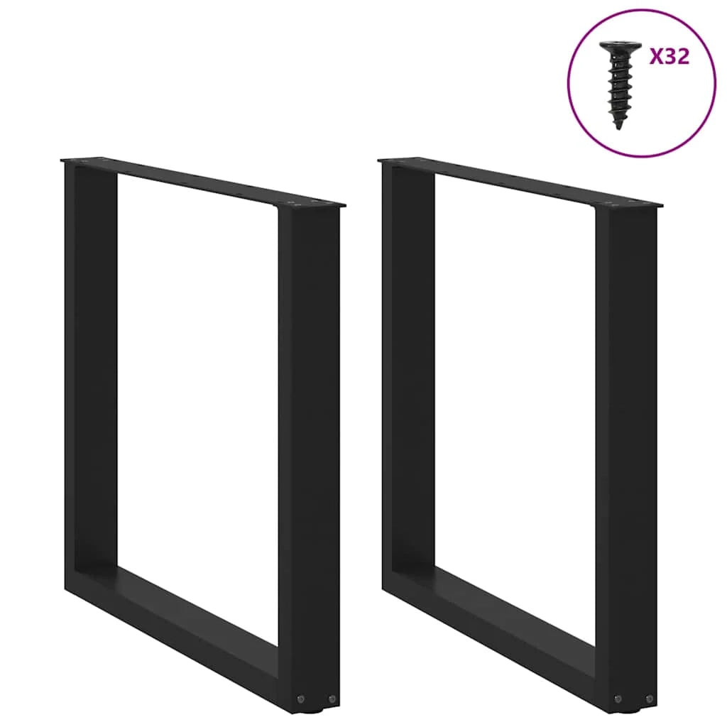 Set di 2 gambe regolabili per tavolo da pranzo a forma di U 90 x 72-73 cm stile moderno acciaio nero 02_0057432