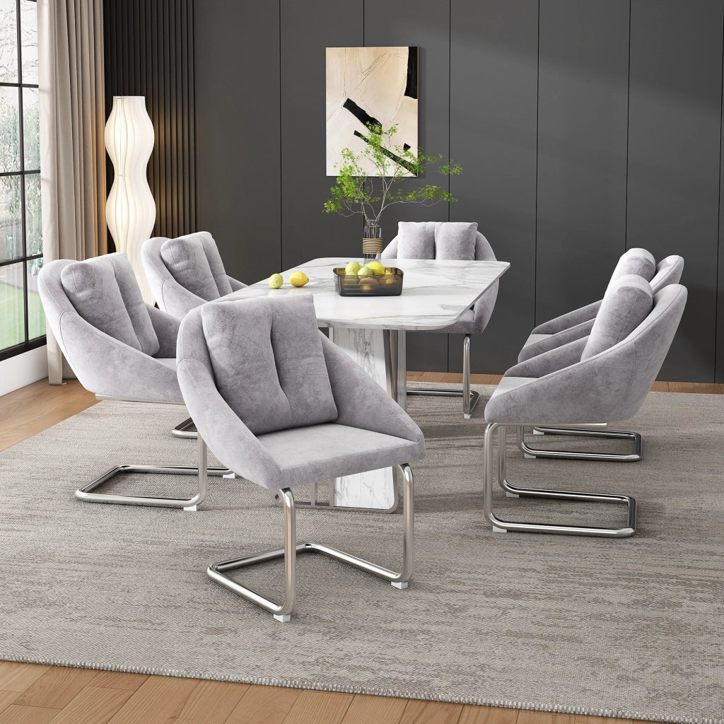 SEDIA Set da 6 pezzi in velluto grigio