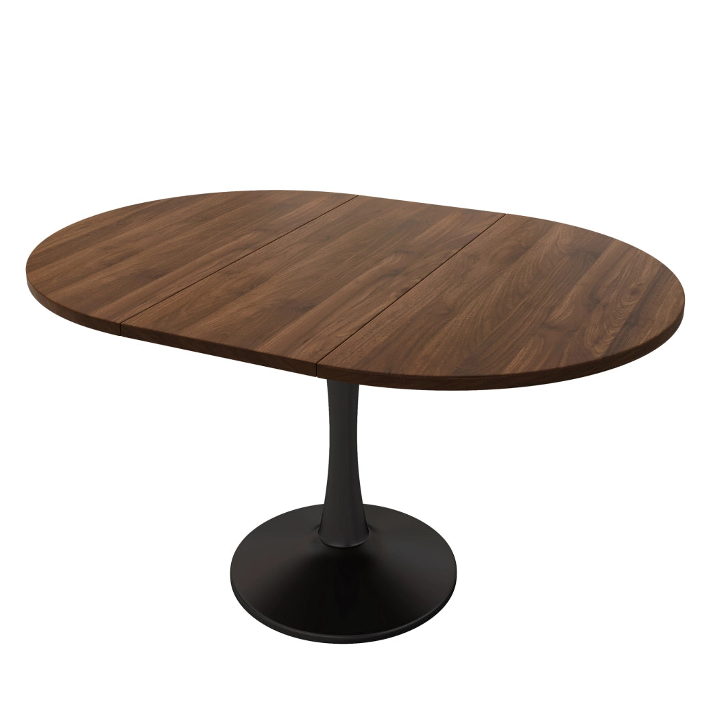 Tavolo da pranzo allungabile ovale in MDF color noce per pranzi e momenti di relax 100/140 × 100 × 75 cm
