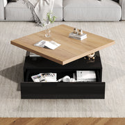Tavolino da Salotto Quadrato con Piano Girevole a 360 Gradi Noce e Nero 70x70x36 cm