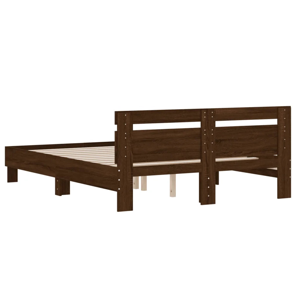 Giroletto Testiera-Struttura Letto Rovere Marrone 140x200 cm Legno Multistrato