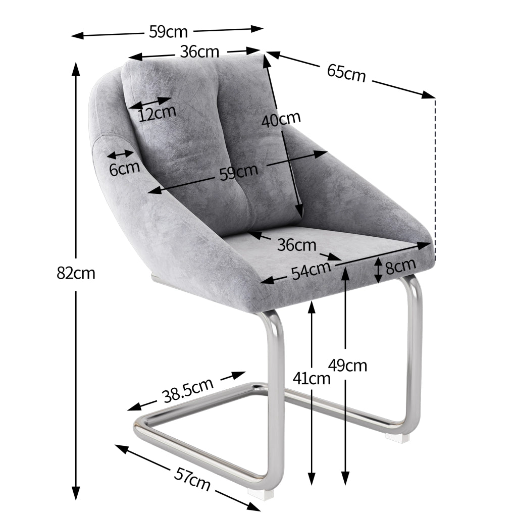 SEDIA Girevole in Velluto Grigio Set da 4 pezzi