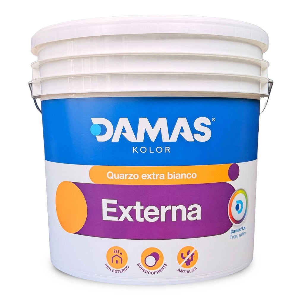 Damas idropittura al quarzo bianca per esterni externa *** formato 5 lt, confezione 1