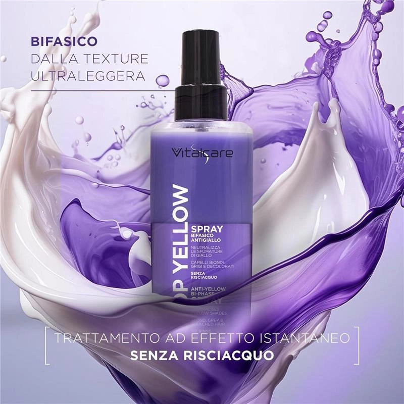 VITALCARE STOP YELLOW 150 ML SPRAY BIFASICO ANTIGIALLO NEUTRALIZZA LE SFUMATURE DI GIALLO CAPELLI BIONDI GRIGI E DECOLORATI