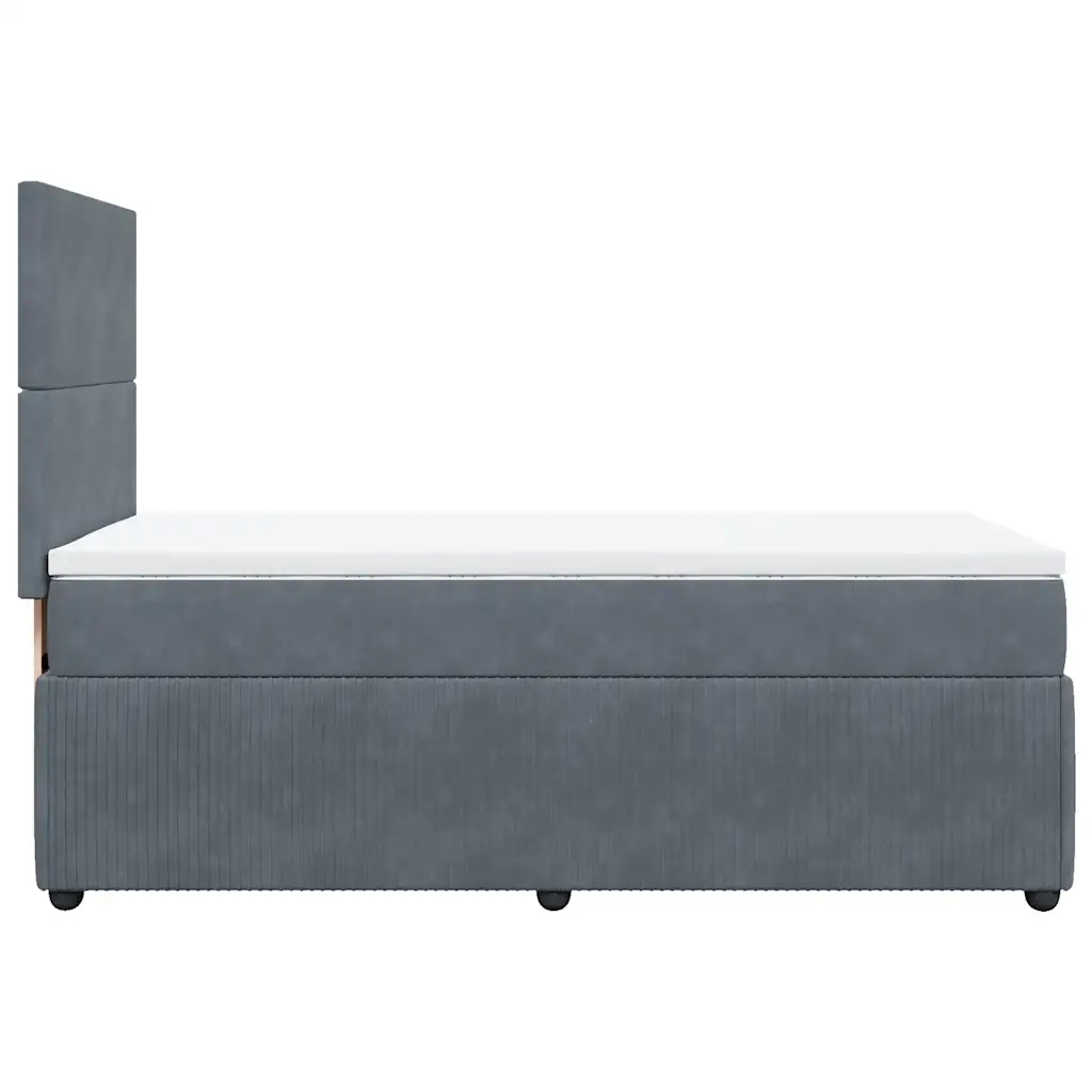 Giroletto a Molle con Materasso Grigio Scuro 100x200 cm Velluto