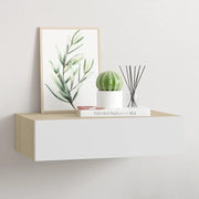 Mensola a muro con cassetti in rovere e bianco 40x23,5x10cm MDF 330249