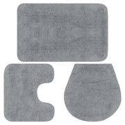 Set di 3 tappeti da bagno in tessuto grigio 02_0005725