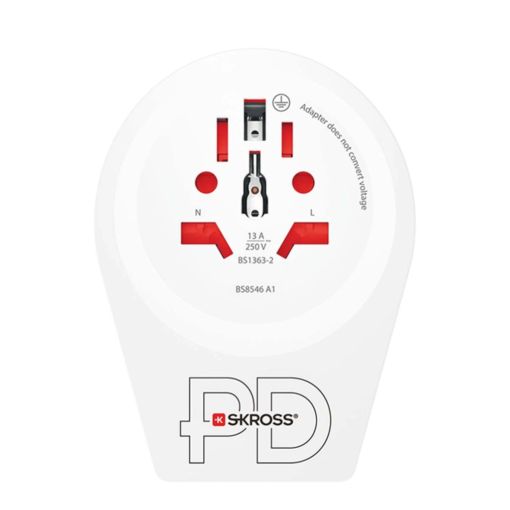 Adattatore da viaggio USB-C PD 20W da internazionale a britannico Bianco Skross