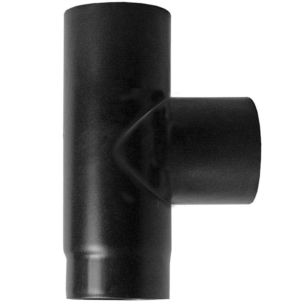 Raccordo caldaia a T 90 fm-f  DN 120 smaltato 600 gradi stufa legna tubo nero CE Made in Italy