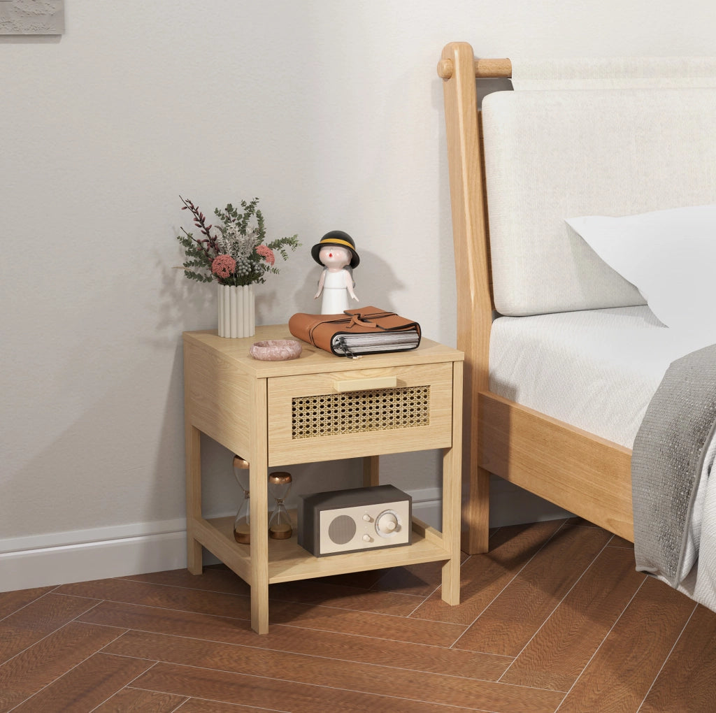 Comodino in legno con cassetto e ripiano 40 x 40 x 48,4 cm