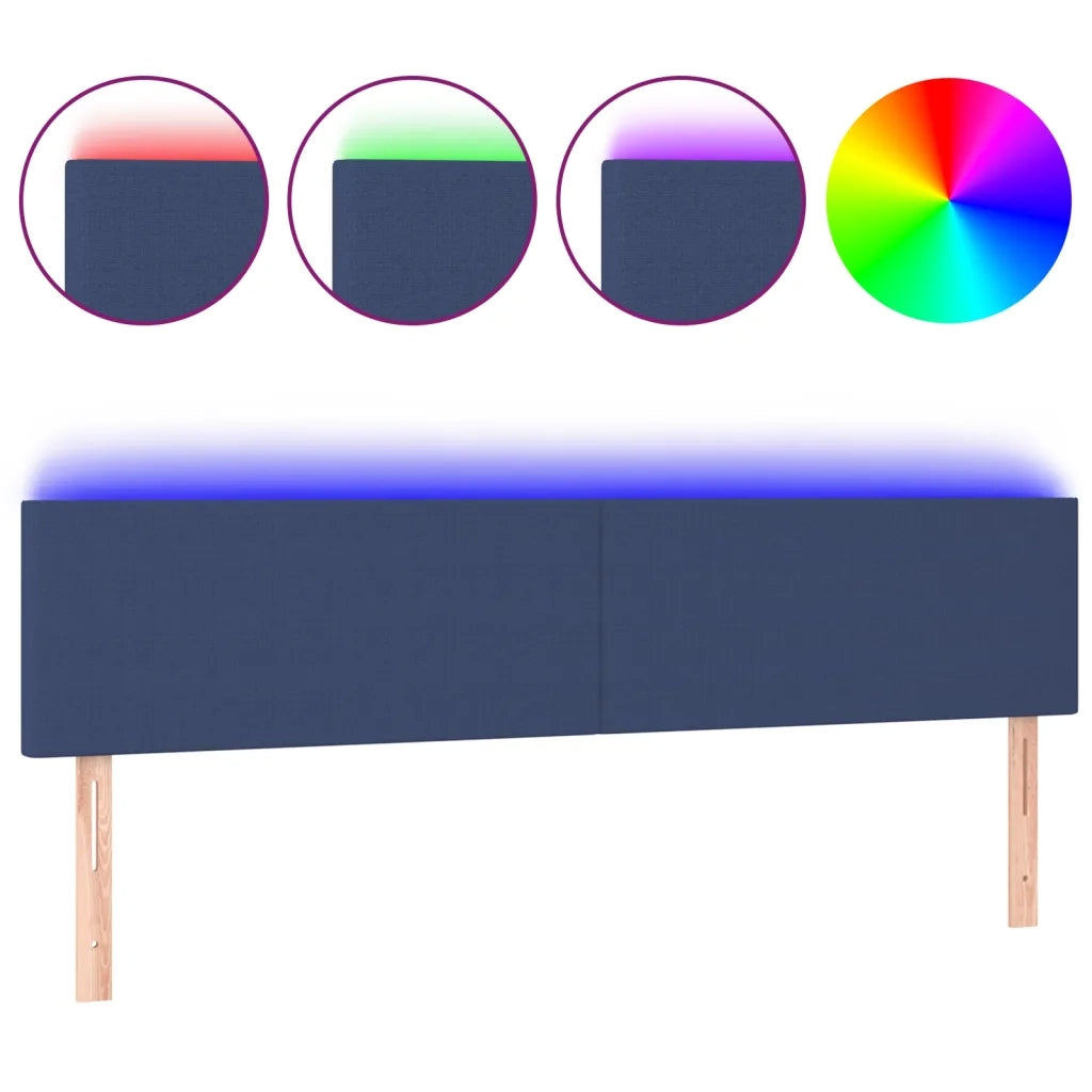 Testiera a LED Blu 160x5x78/88 cm in Tessuto 3121344