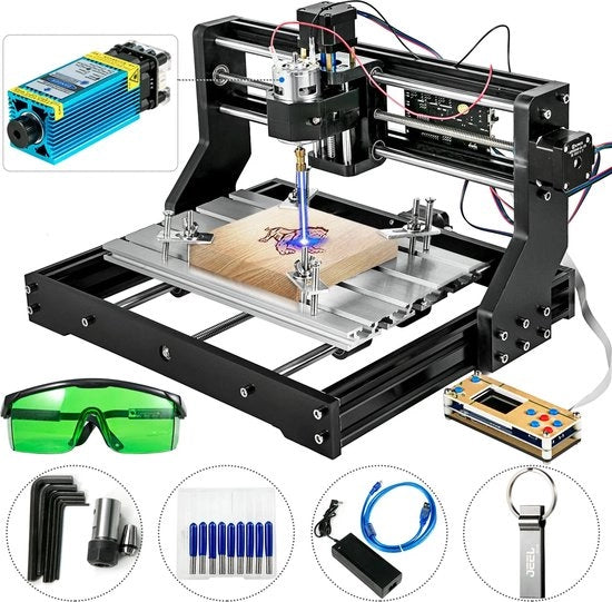 Macchina laser per graveatura e taglio in un solo passo - Ideale per gli appassionati - Graveatura laser su diversi materiali - Facile da utilizzare e risultato rapido - Nero
