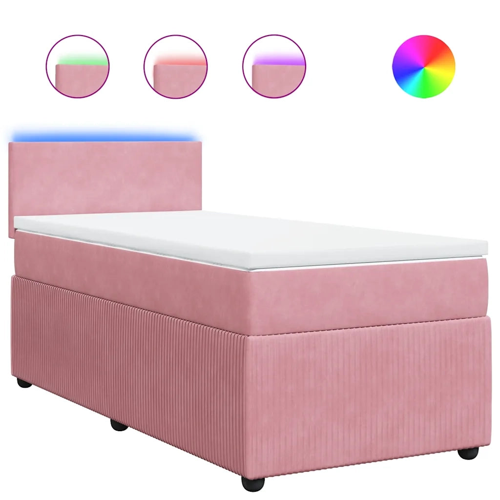 Giroletto a Molle con Materasso Rosa 100x200 cm in Velluto