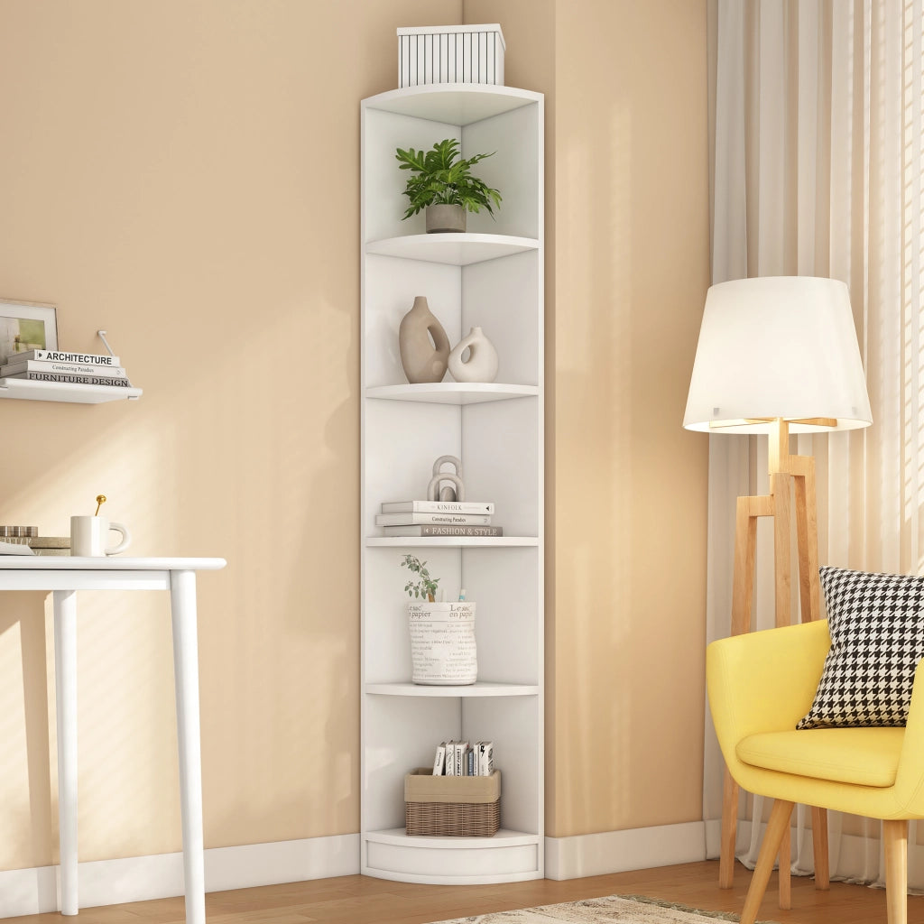 Libreria Angolare a 5 Ripiani ¨C MINIMAL ¨C Bianco, MDF