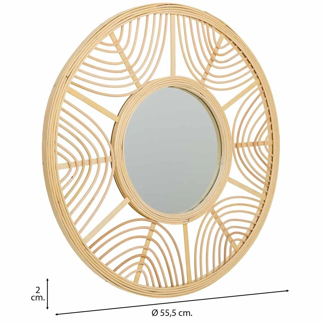 Specchio in rattan e bambù marrone d55,5x2h