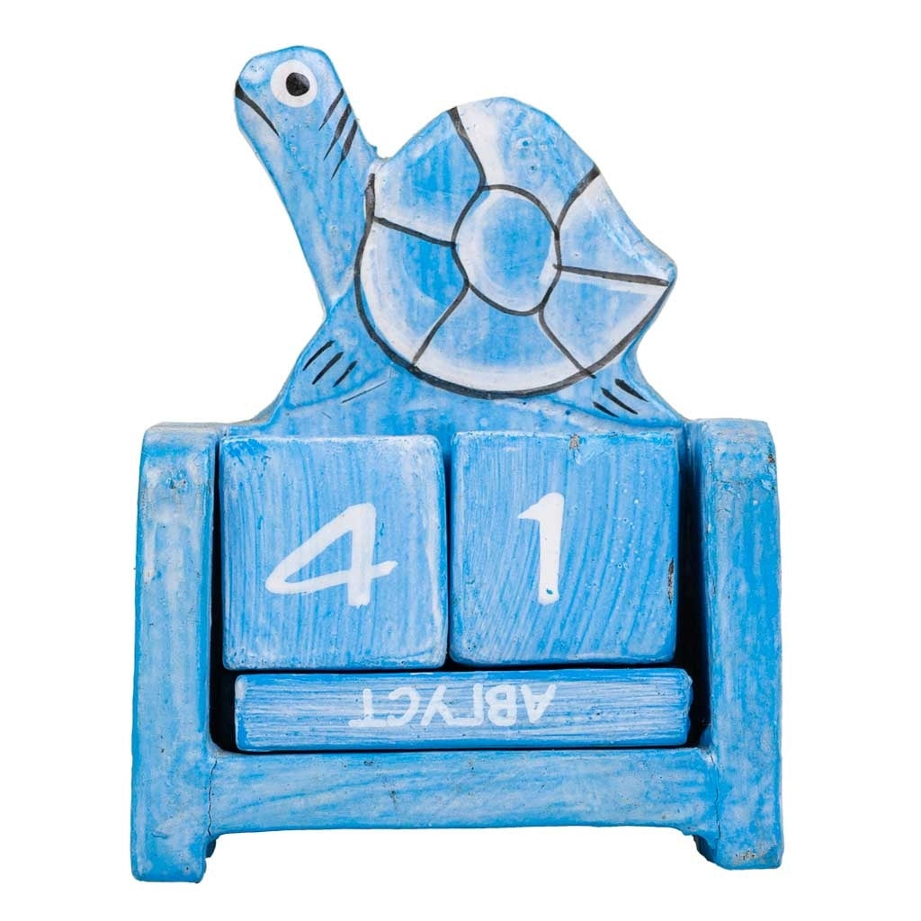 Calendario in legno blu 7x4x9h