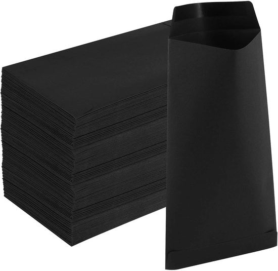 Enveloppe 200 pezzi - Nero - Carta forte - Enveloppe miniatura/lettera - 16,5 x 9 cm - Chiusura umida - Enveloppe per biglietti
