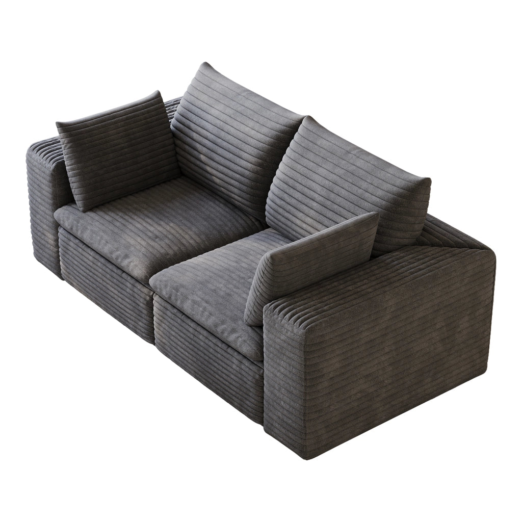 Divano modulare con imbottitura in schiuma, design senza telaio, in tessuto grigio scuro 180 × 90 × 60 cm