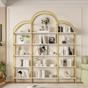 LIBRERIA 170x26x190 cm 5 ripiani MDF e metallo bianco e oro