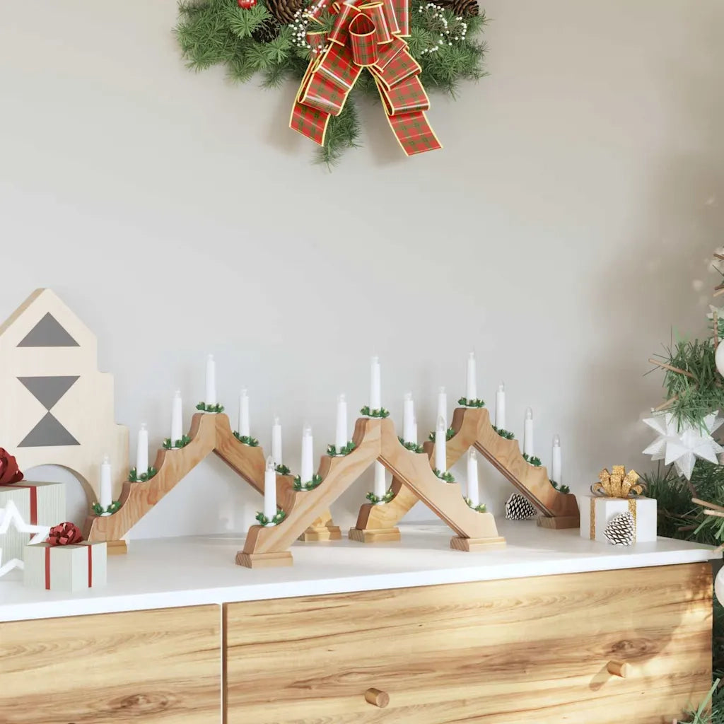 Ponte con Candele di Natale 3 pz-Decorazioni natalizie Marrone 39.5 x 5 x 29 cm