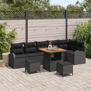 Set Divano da Giardino con cuscino 9 pcs Nero polyrattan 3362409