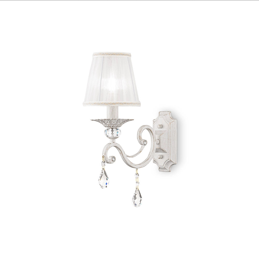 Maytoni applique shabby chic Grace 1 luce E14 bianco metallo diffusore bianco