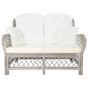 Divano a 2 Posti in Rattan Grigio 325473