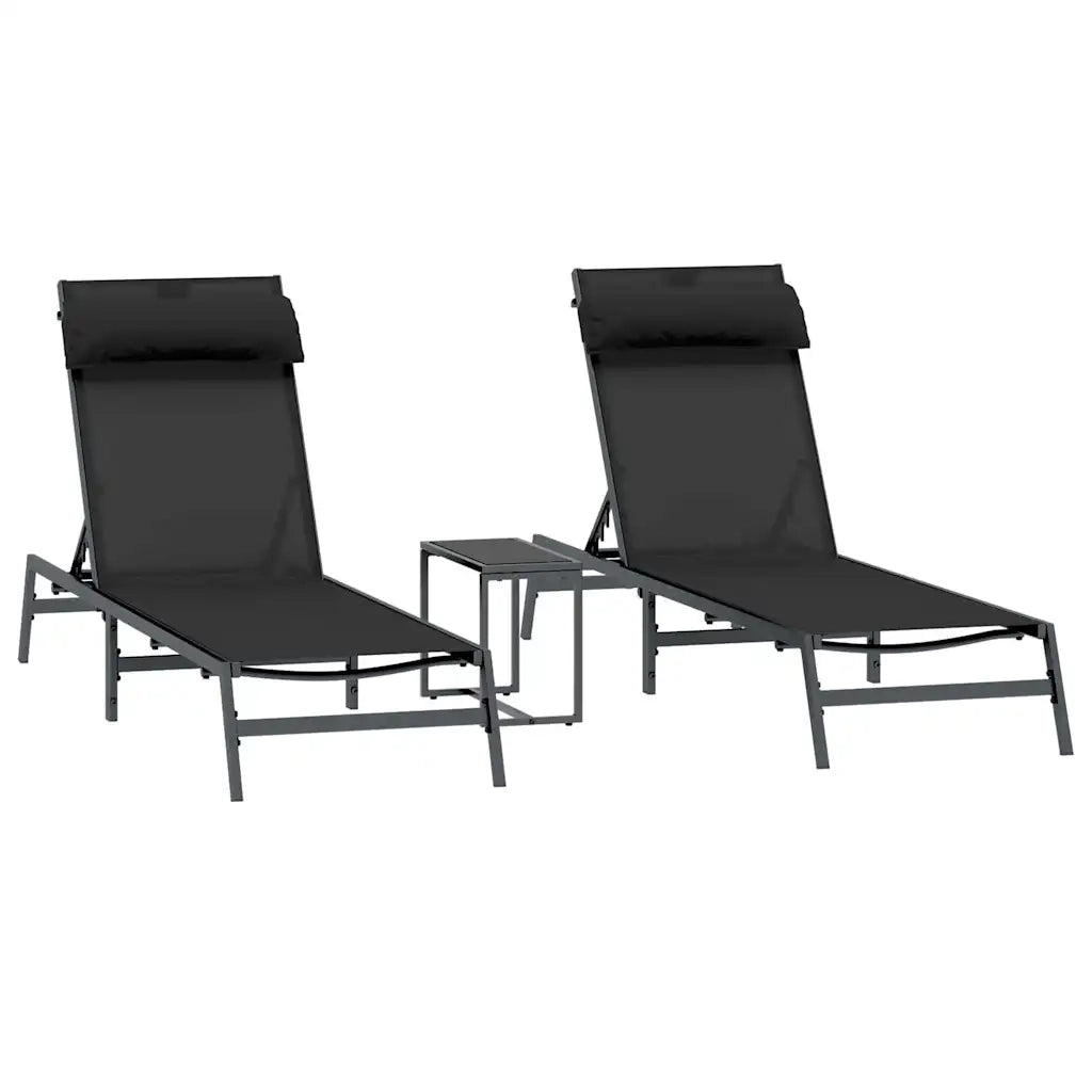Lettini Sole 2-persona 3 pcs Nero e antracite Acciaio 42010349