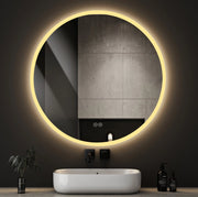 Specchio LED rotondo 70x70x3 cm in vetro temperato argentato antiappannamento